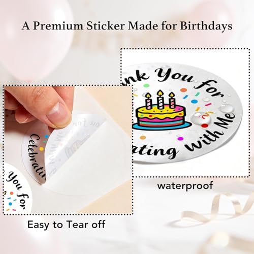 120 x Thank You for Celebrating with Me Birthday Stickers, Birthday Party Favor Tags for Gifts Packing, Round Birthday Envelope Seals, Party Favor Labels