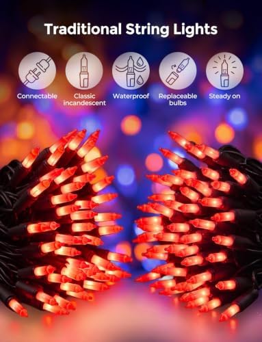 Brightown 40Ft Orange Halloween Fall Lights for Outdoor Indoor Decorations