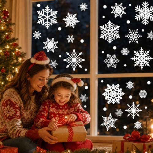 Christmas Window Clings for Glass Windows, Snowflakes Christmas Decorations