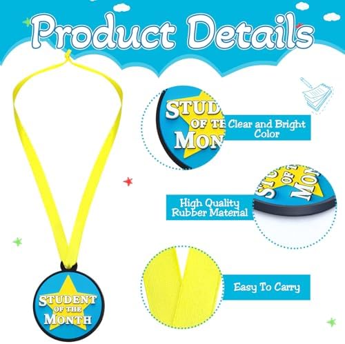 AmazingSpark 60 Pcs Student of The Month Award Medals, 2 Inch Rubber Medals Bulk Winner Encourage Team Participation for Kids Adults Trophy Award Prize Gift Competitions Graduation Party