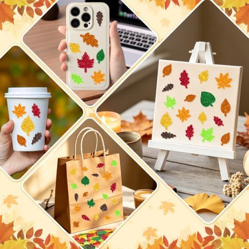 Foam Stickers, 511 PCS Glitter Foam Fall Leaf Stickers, 7 Colors