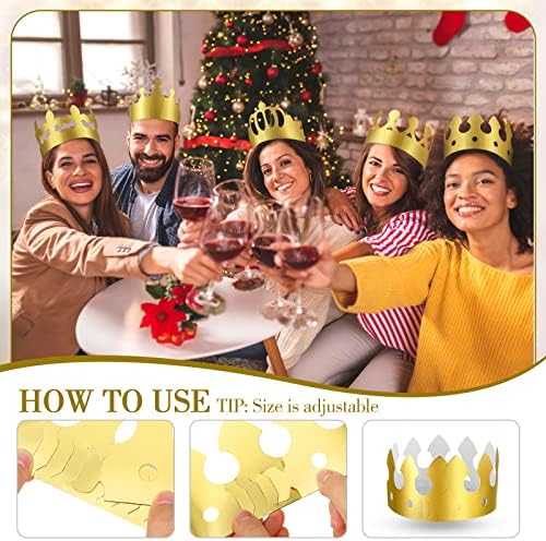 Crtiin 300 Pcs Gold Paper Crowns Bulk for Adult Kids Party, Stylish Style