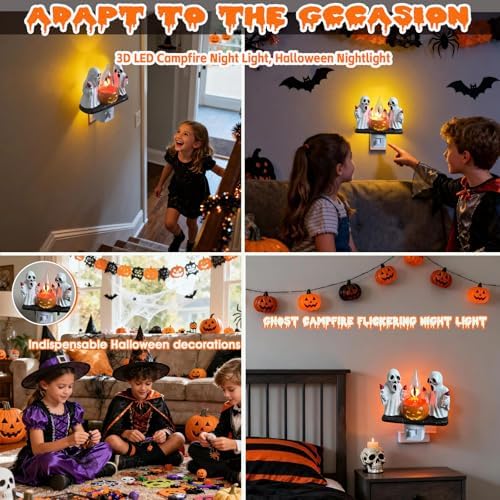 Torch Ghost Plug‑in Wall Night Light, Flickering Campfire Figurine Lamp