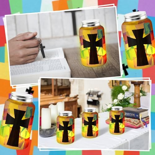 Qinyoung 12 Pcs Religion Cross Mason Jars Crafts Sunday School Crafts