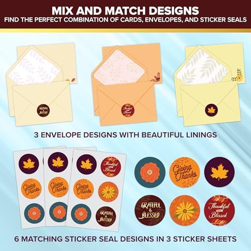 Decorably 18 Pack Foiled 5x7in Thanksgiving Cards Religious