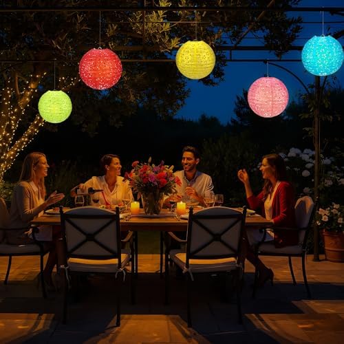 5Pack Chinese Lunar New Year Decorations 2026 Paper Lanterns with Lights Chinese Japanese Hanging Paper Lanterns with LED Sticks Tassels 8 Inch for Spring Festival Valentine's Day Party Decor