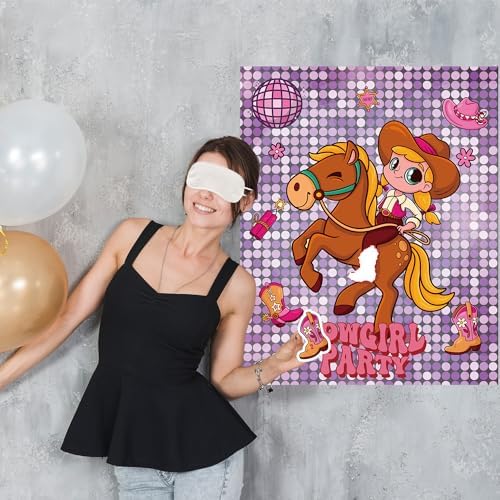 Western Cowgirl Birthday Party Games for Kids Pin The Boot on The Cowgirl Game for Western Rodeo Disco Birthday Party Decorations Favors Supplies - 24 Stickers
