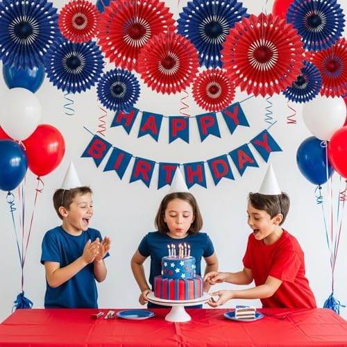 BEISHIDA Honeycomb Round Paper Fans Navy Blue Red Hanging Party Decoration