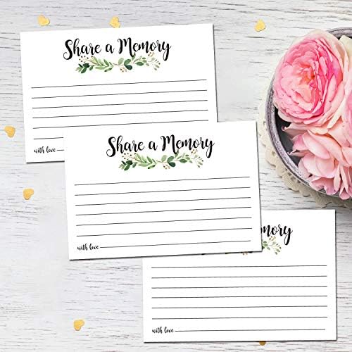 Greenery Share a Memory Cards, Funeral Guest Book, Memory Card for Celebration of Life, Graduation, Wedding, Retirement, Going Away Party, Pack of 50, 4x6 Inch 1