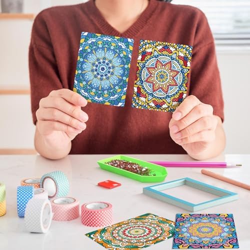 Saillong 24 Pcs Mandala Mini Diamond Painting Kits with Frames Set