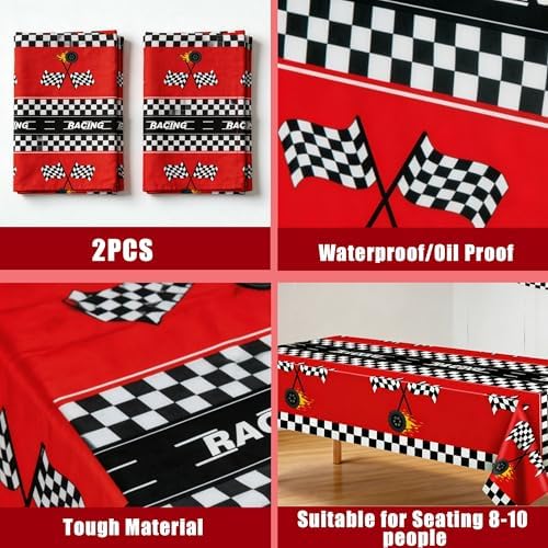Race Car Birthday Party Decorations - 2PCS Racing Car Disposable Plastic Tablecloth | Race Car Table Cover Racing Car Theme Party Favors Decorations for Boys Baby Shower Home