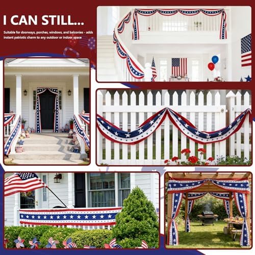 USA Bunting Flag 4th of July Red White Blue American Patriotic Independence Day and Memorial Days Decorations