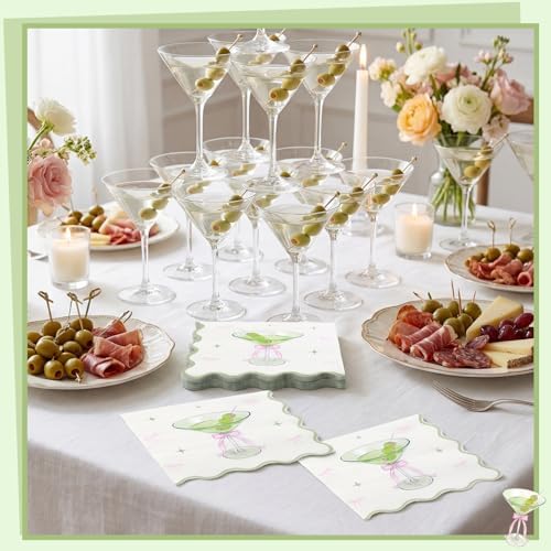 Natnarr 50 Pk Martini Napkins 6.5" Scalloped A Tini Bit Older Napkins