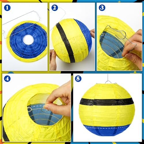 Baquler 12 Pcs Halloween Hanging Lanterns Decorations, Yellow, Blue