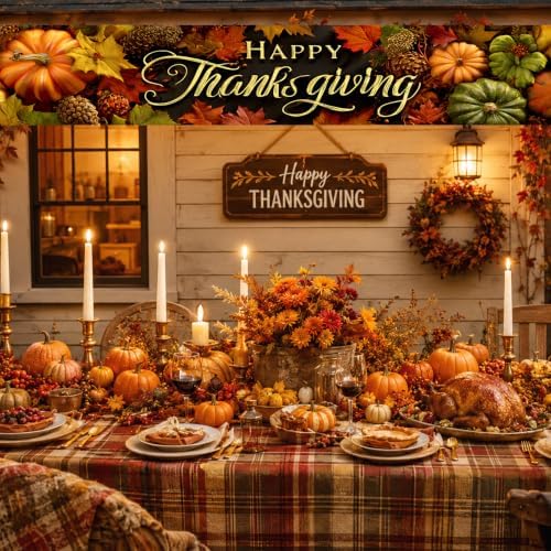 Nuxovilar Thanksgiving Banner 118.1x19.6 Inches Polyester