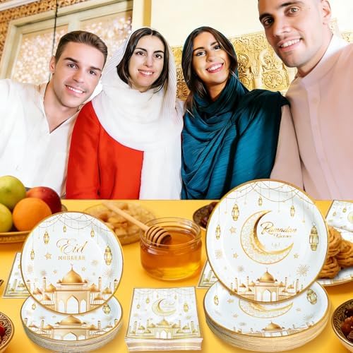 180pcs Ramadan Eid Mubarak Party Supplies,Serves 60