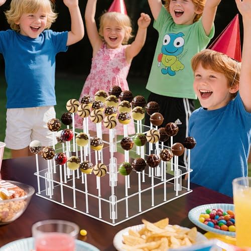 YestBuy Cake Pop Display Stand For Drying, 56 Hole Cake Pop Holder , 3 Tiered Lollipop Holder For Party Candy Bar Dessert Table