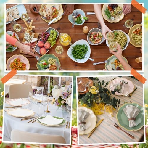 72 Pcs Pink and Green Paper Plates 9 Inch Disposable
