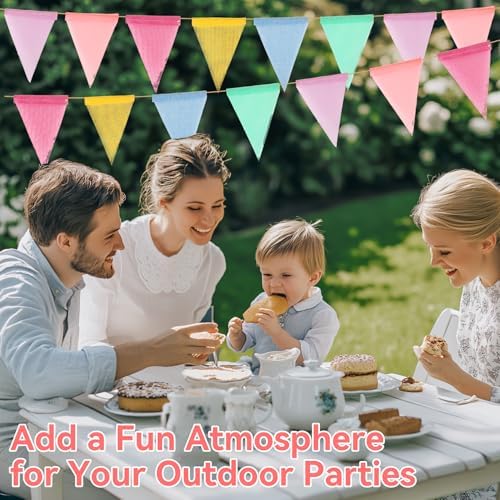 MAQIHAN 78.6 Feet Colorful Pennant Banner Flags - Triangle Bunting