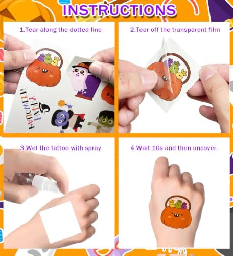 Halloween Tattoos for Kids, Halloween Party Favors Games Toy Party Supplies