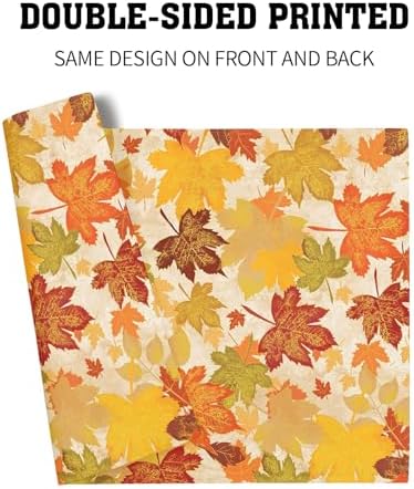 Fall Placemats Set of 6 18x12 Inch Autumn Maple Leaves Linen Place Mats Heat-Resistant Washable Wipeable Orange Season Holiday Table Mat for Party Kitchen Dining Room Dinner Table Decor