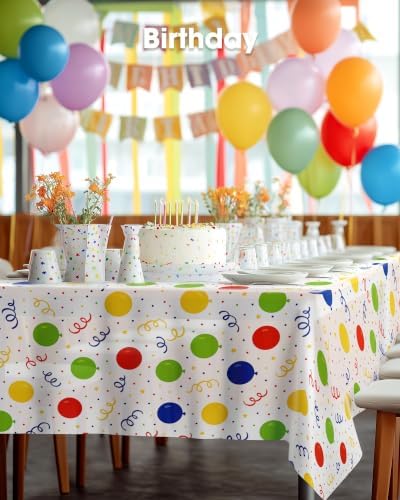 Pureegg Plastic Table Cloth Disposable 54x108 Inch 10 Pack, Rainbow
