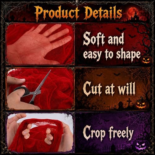 RunNico 500"x39" Large Halloween Scary Gauze, Spooky Cloth Party Decoration