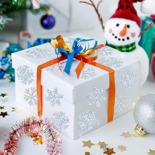 500Pcs Christmas Stickers Roll for Cards 3 Designs Silver Foil Snowflake Stickers Xmas Winter Holiday Adhesive Label Stickers Decal for Xmas Envelopes Invitations Cards Gifts Decor