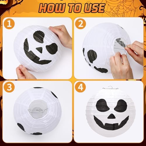 DECYOOL 12PCS Halloween Paper Lanterns, Hanging White Ghost Ornaments