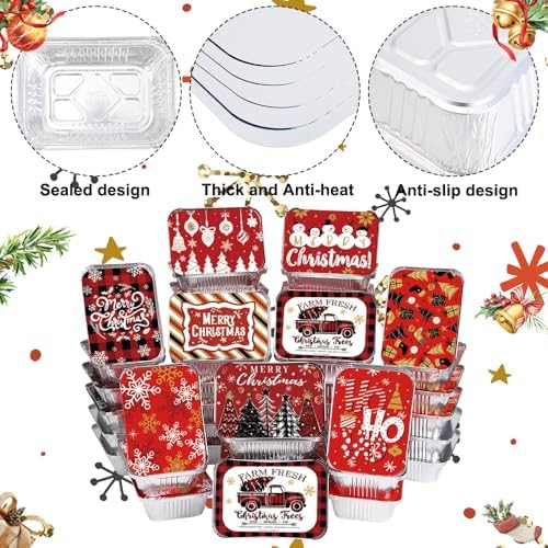 DIYDEC 36PCS Christmas Aluminum Food Containers Foil storage Tin with Lids