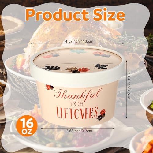 Willinglong 24 Pcs Thanksgiving Paper Containers with Lids Disposable Fall