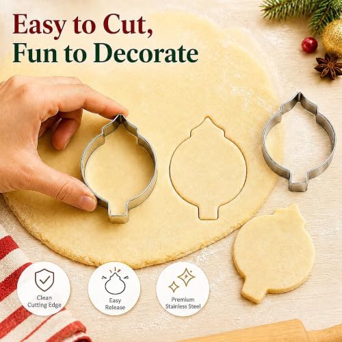 Christmas Cookie Cutters Set, 5Pcs Stainless Steel Ornament Cookie Cutter