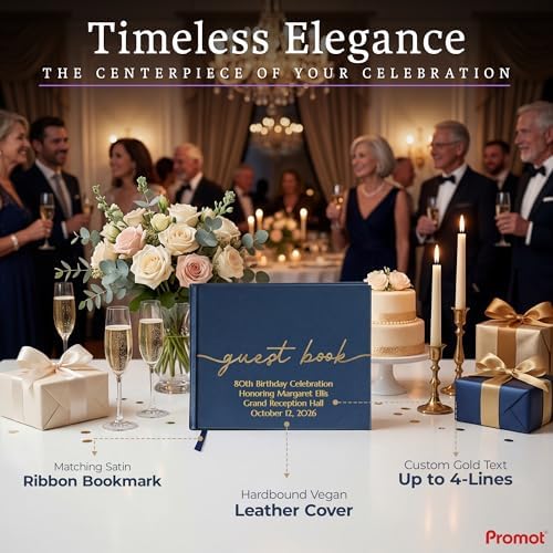 Promot Personalized Guestbook (Sapphire Blue) - 110 Lined Pages