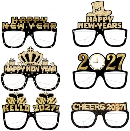 ASVNRES Happy New Year’s Eve Glasses 2027 - Pack Of 6, Happy New Year Eve Party Glasses Decorations Supplies 2027 (12)