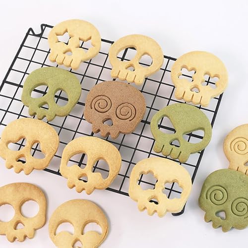 10Pcs DIY Skull Cookie Cutters Halloween Mix Match Face Embossing Molds