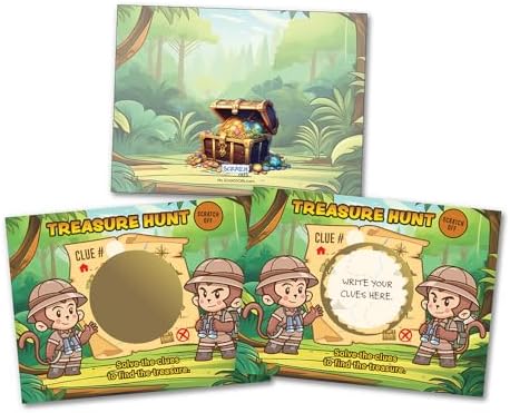 My Scratch Offs Jungle Treasure Scavenger Hunt Map Make Your Own Scratch Off Cards 20 Cards and 20 Stickers