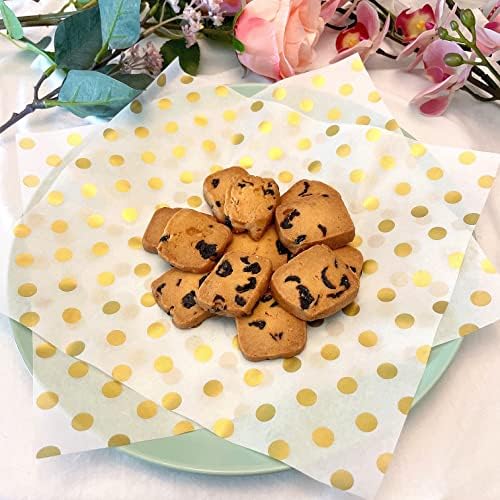 Gold Dot Wax Paper Sheets Deli Wraps Tray&Basket Liner Deli Paper Wax Paper Baking Paper Colored Parchment Paper Greaseproof for Food (150)