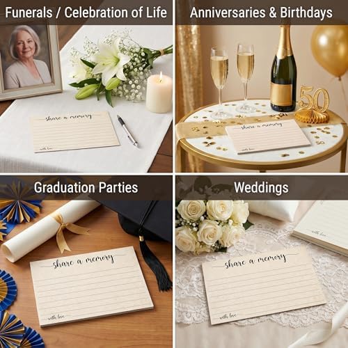 321Done Share a Memory Cards for Celebration of Life, 4x6, Set of 50, Tan