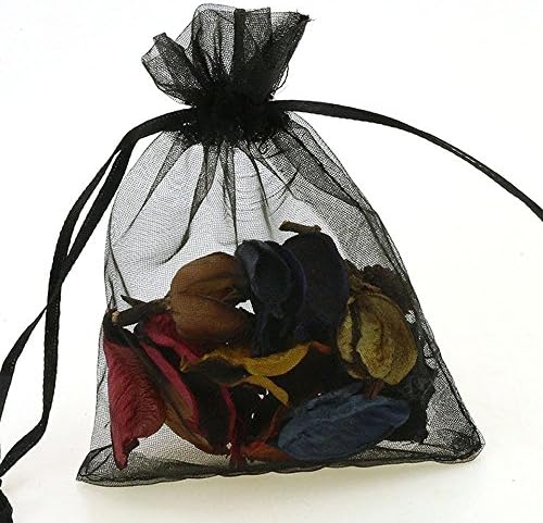 Wudygirl 100 PCS 5"x7" Organza Bags Black Gift Bags with Drawstring