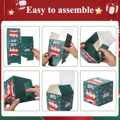 COTOPHER 20 Pcs Christmas Gift Boxes, 6"x6"x6" Xmas Candy Box for Giving