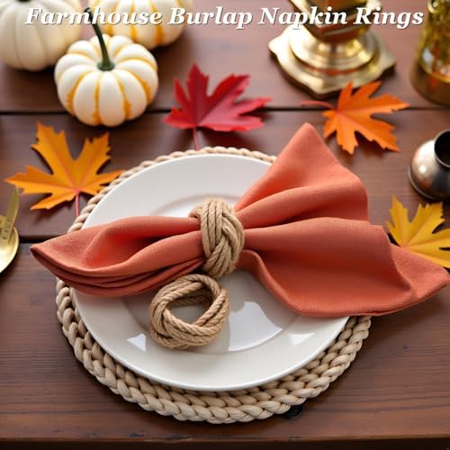 Woven Napkin Rings Set of 48, Mgrlfbl Farmhouse Burlap Napkin Ring