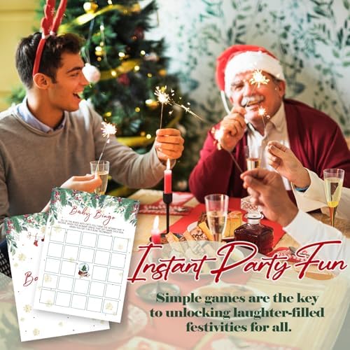 Christmas Baby Shower Games - 25 Pcs Baby Bingo Cards - Christmas Gender Reveal Games - Winter Party Decorations Favors Supplies -A06