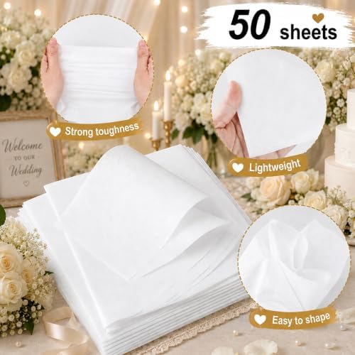 White Tissue Paper - 50 Sheets Wrapping Paper for Gift Bags Boxes