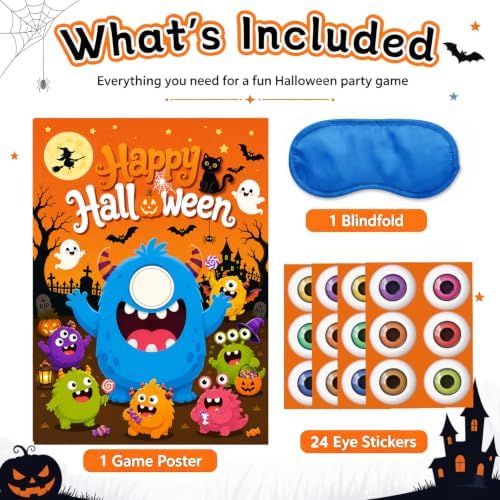 Halloween Party Games for Kids, Pin the Eyeball on The Monster