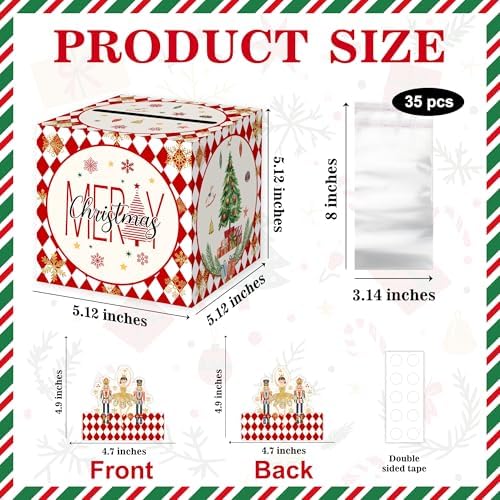 DEANHOT Christmas Party Gift Box, Holiday Party Decorations, Merry Cash Party Favor Box with Card, Xmas Gift Boxes for Holiday Party Decor