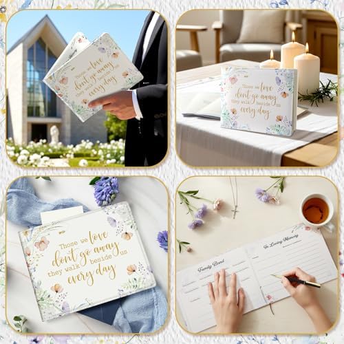 Patelai Funeral Guest Book with Pen Memorial Service Celebration of Life Sign in Book for Funeral Leather Cardinal in Loving Memorial Gift, 112 Pages(Colorful Flower)
