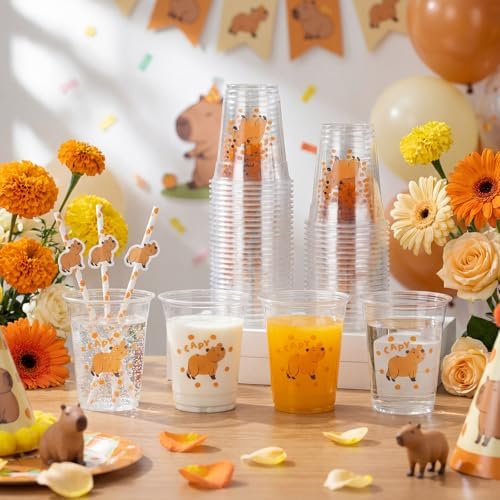 Funnymoom 60 Pack Capybara Plastic Cups for Party Decorations, 12 Oz