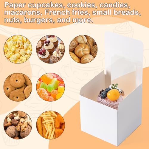 Hoewina 28 PCS Cupcake Boxes, Individual Cupcake Containers with Window