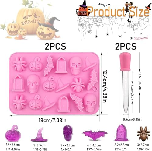 2pcs Halloween Silicone Mould 3D Chocolates Candy Gummy Molds