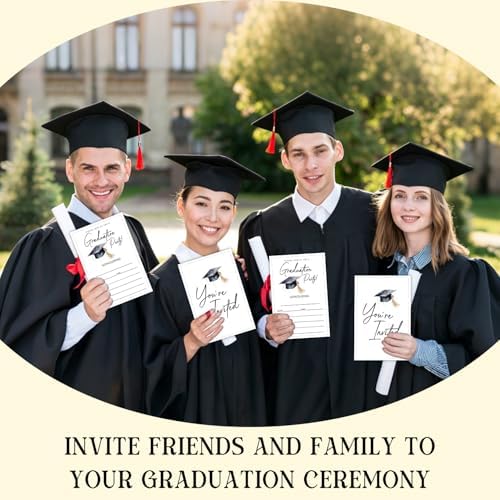 Minimalist Graduation Invitations 2026 with Envelopes - 20 Pack Class of 2026 Graduation Party Invitations, 4x6 Inch Fill-in Graduation Announcements for High School or College - A04